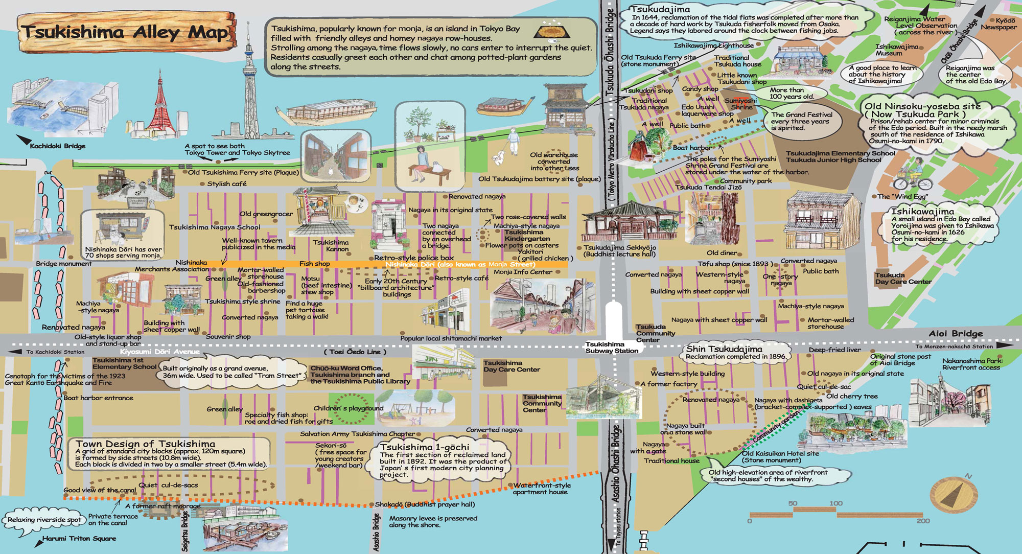 Tsukishima Alley Walking Map
